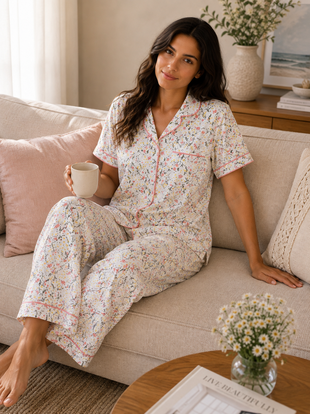 Classic PJ Pants Cotton Wide Leg Printed - Spring Flori