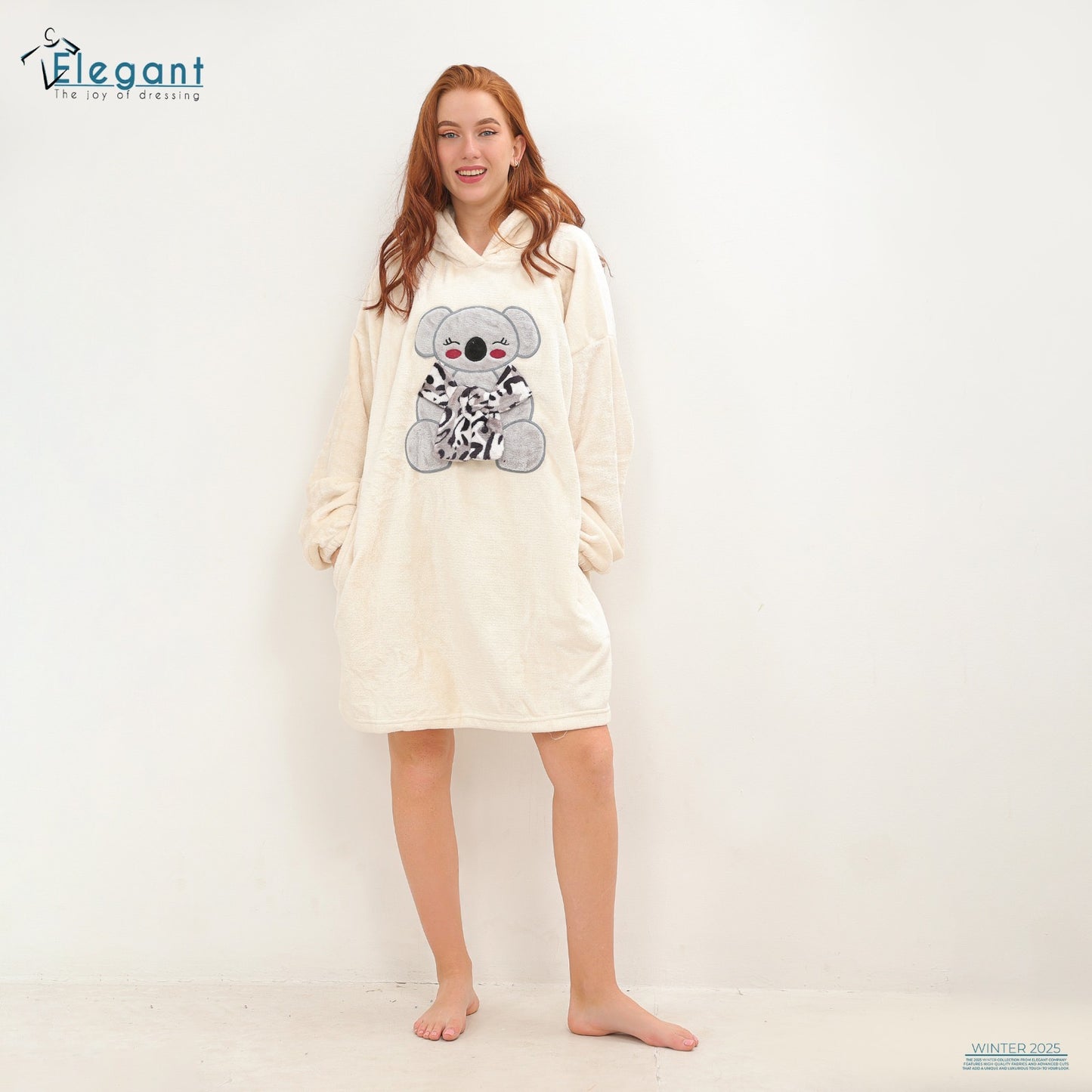 Oversized Nightshirt with Pockets OFF-White -Koala