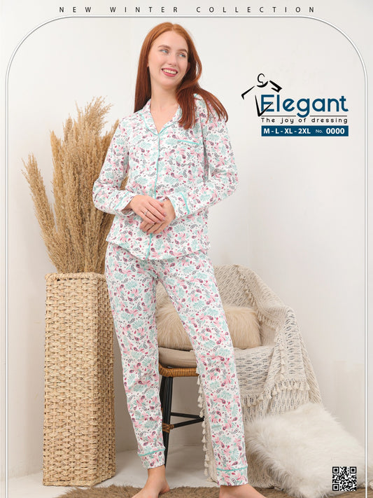 Cotton Long sleeves Classic PJ Pants - Printed Fushia pattern