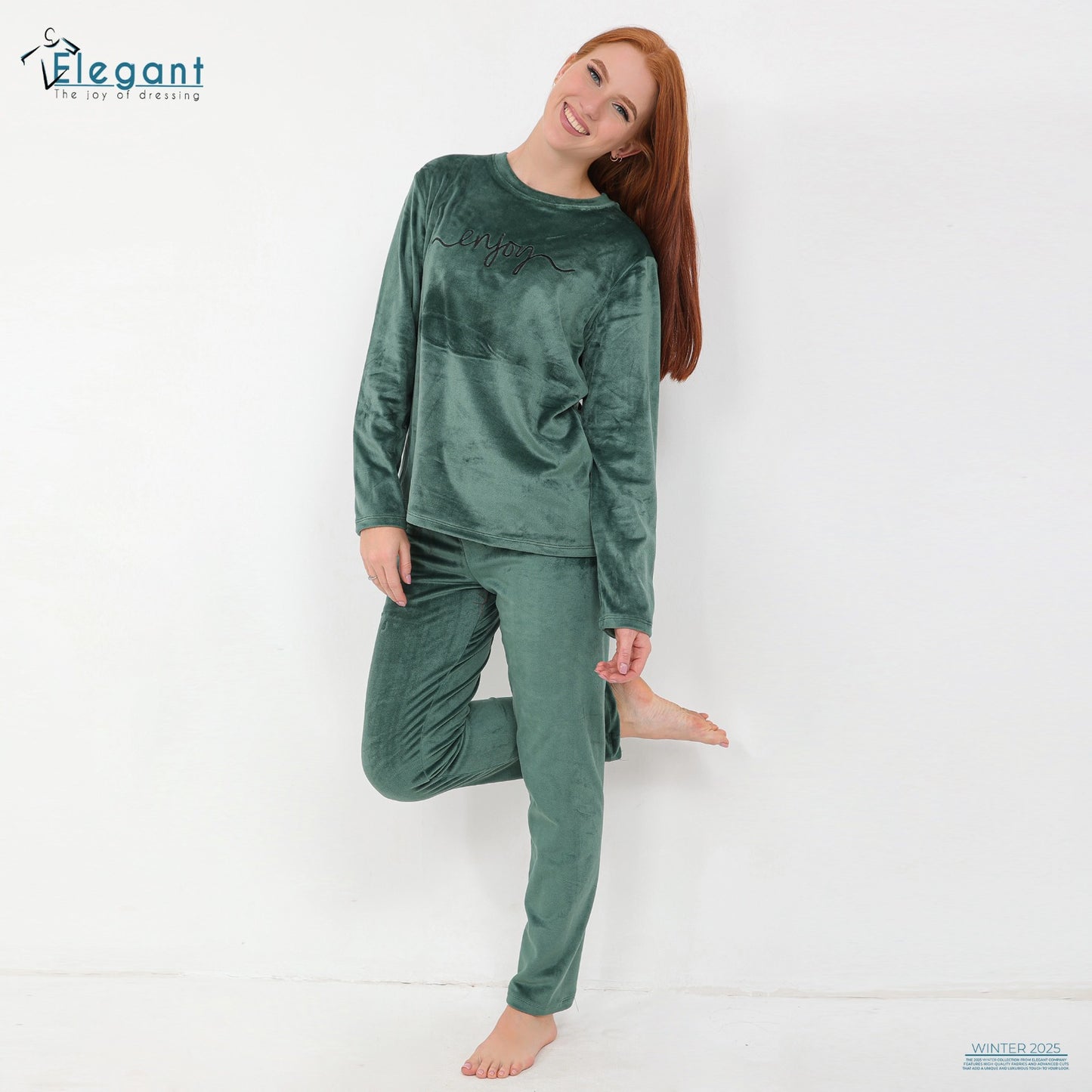 Velvet Embroidery PJ Green- Enjoy