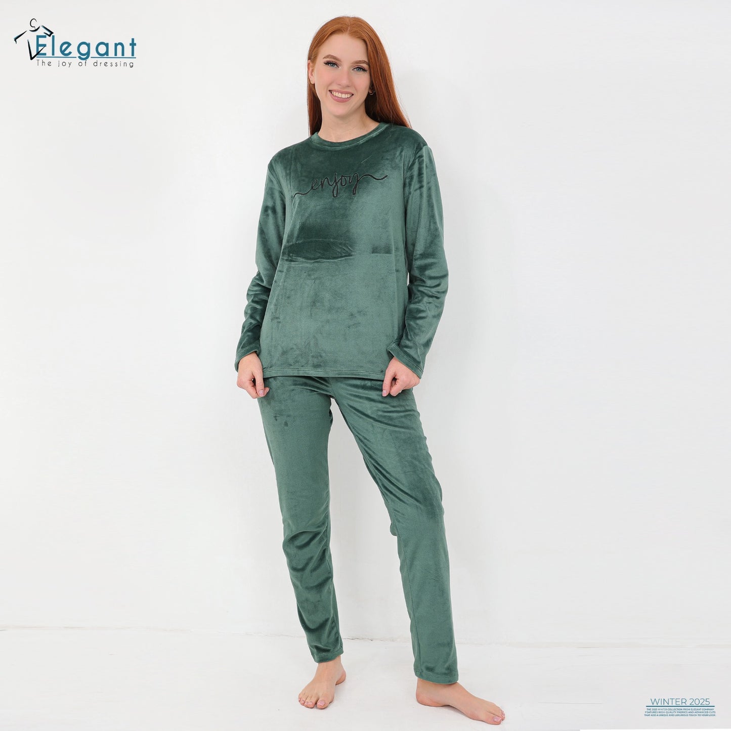 Velvet Embroidery PJ Green- Enjoy