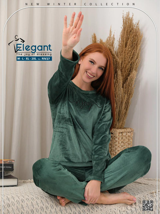 Velvet Embroidery PJ Green- Enjoy