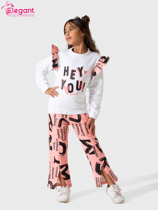 Kids Girls Melton set - Hey You White