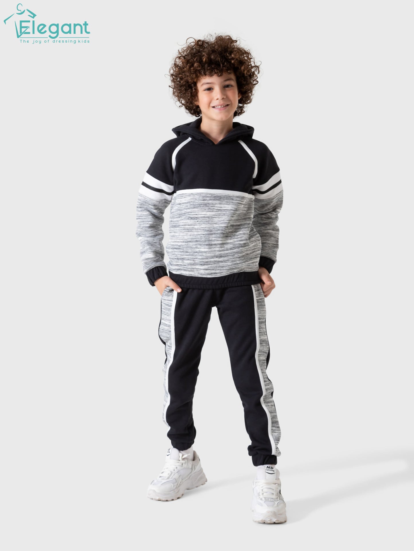 Kids Boys Melton set - Hoodie Black Grey