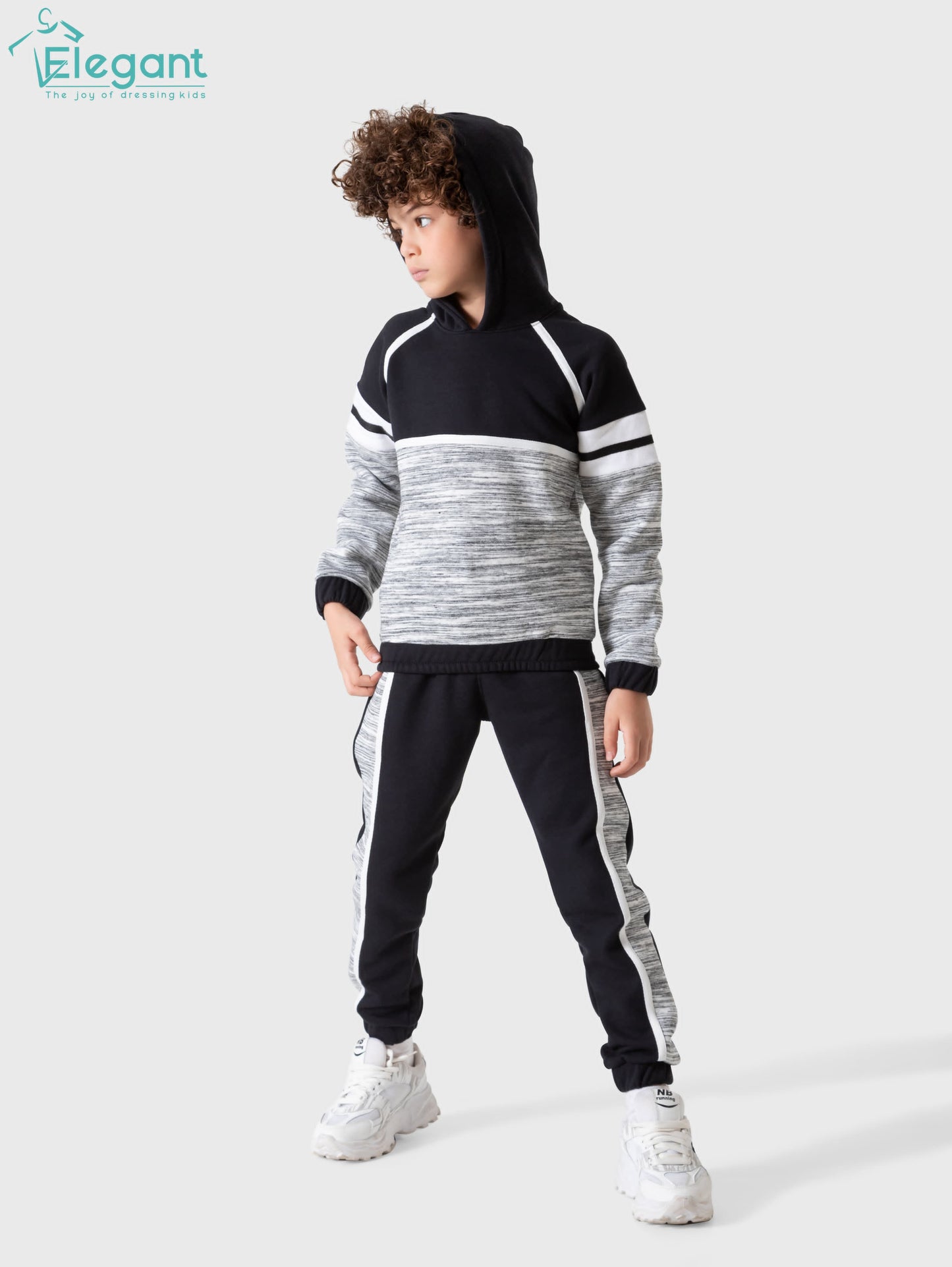 Kids Boys Melton set - Hoodie Black Grey