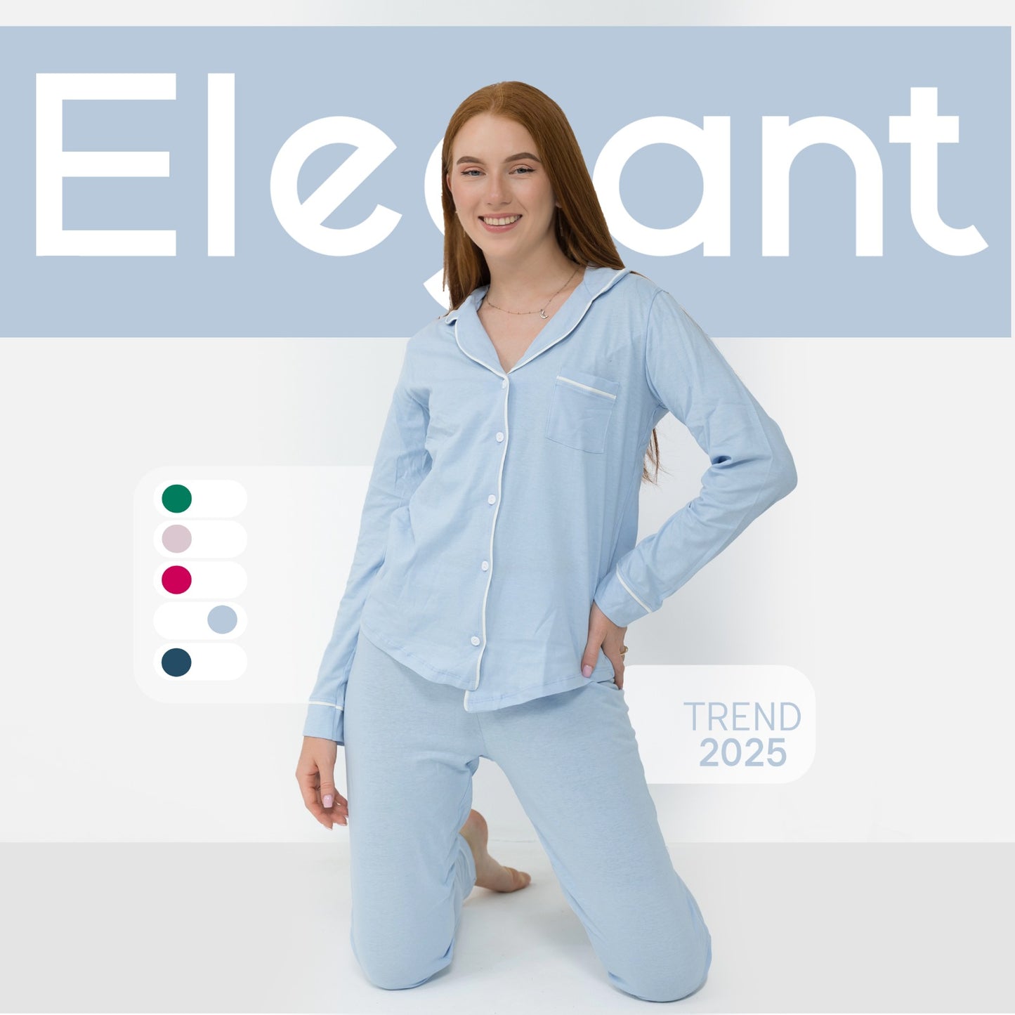 Cotton Long sleeves Classic PJ Pants - Baby Blue