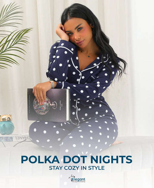 Autumn Cotton PJ Polka Dots Navy