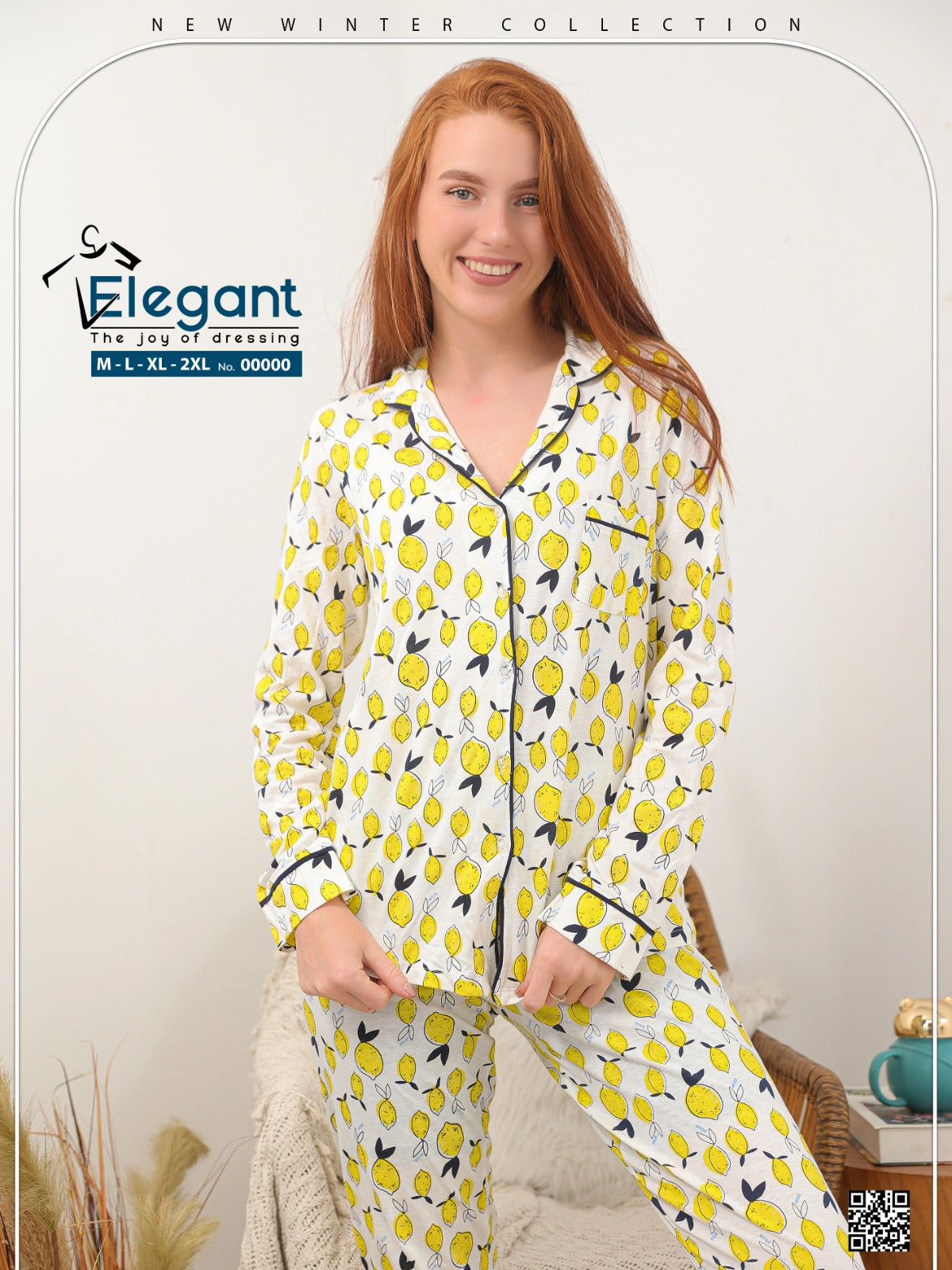 Autumn Cotton PJ Printed Lemon