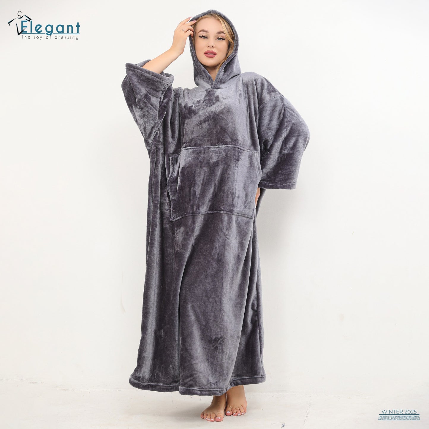 Blanket Hoodie Long Dark Grey