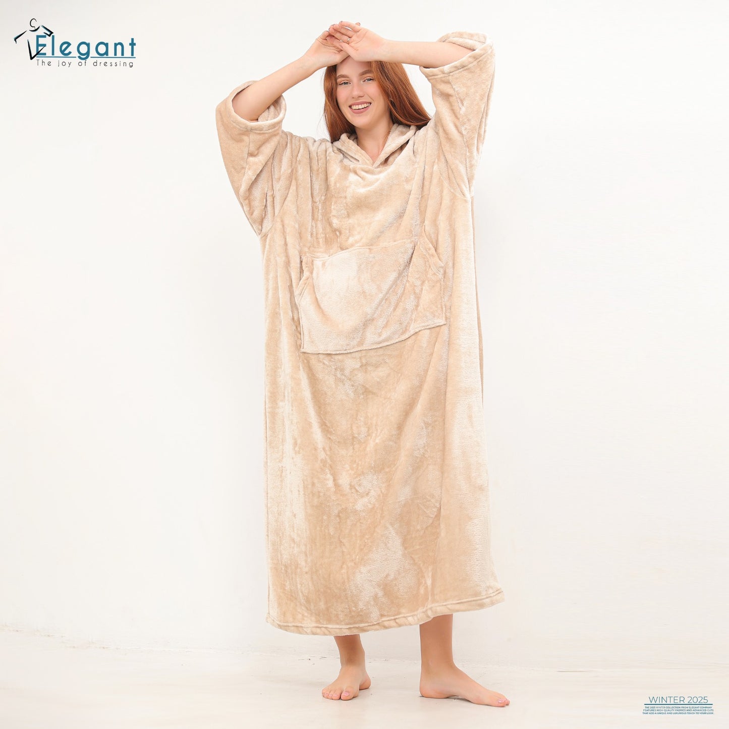 Blanket Hoodie Long Beige