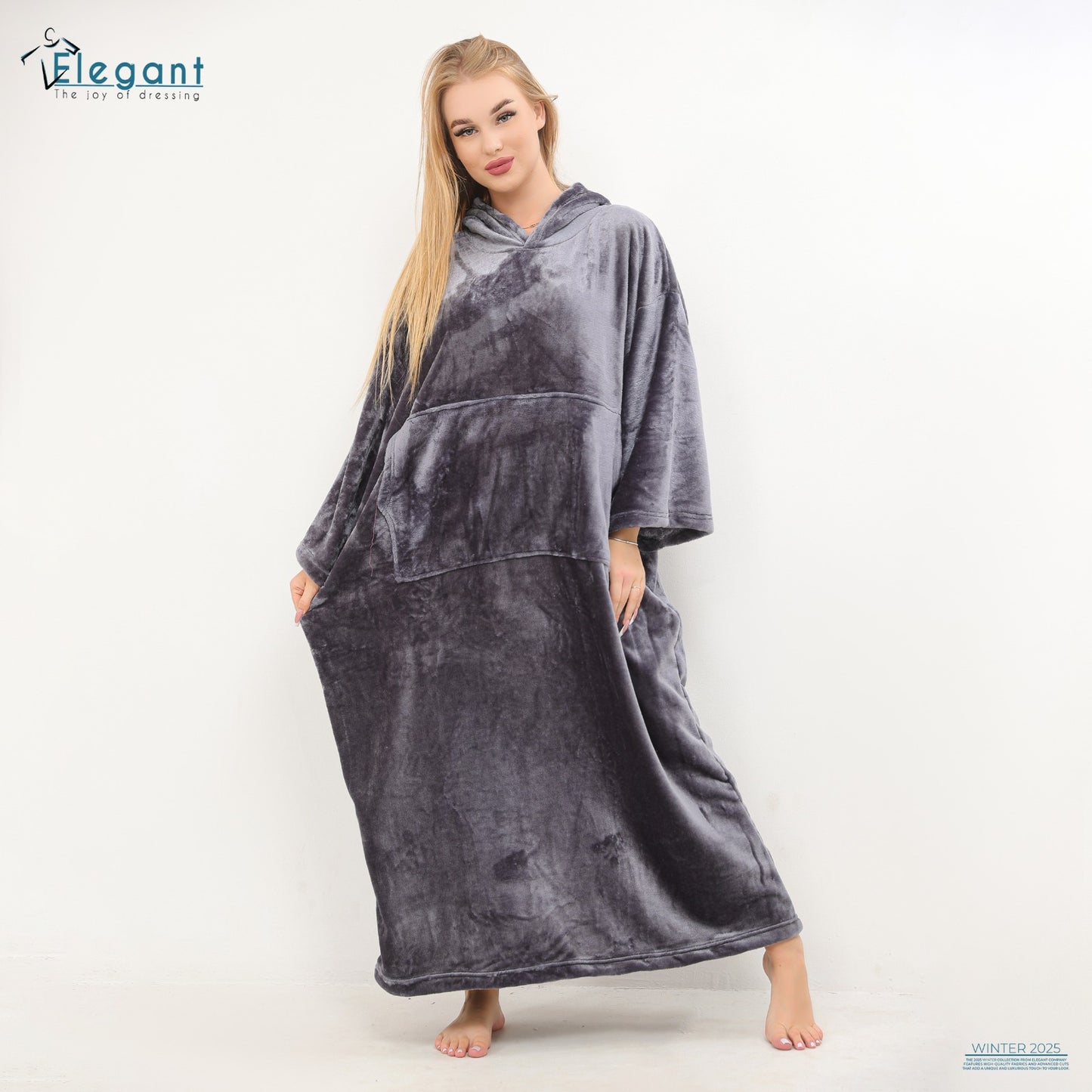 Blanket Hoodie Long Dark Grey