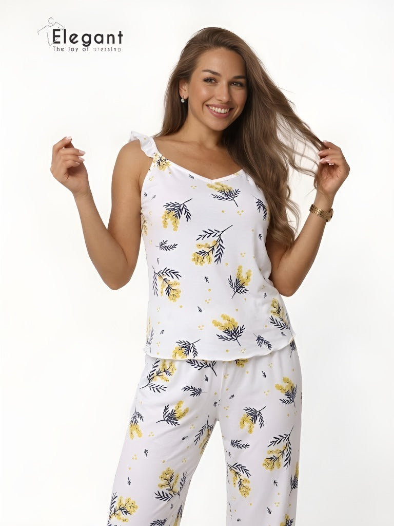 PJs Pants Cotton - Ruffled Straps - Morning Breeze