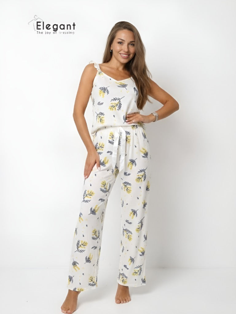 PJs Pants Cotton - Ruffled Straps - Morning Breeze