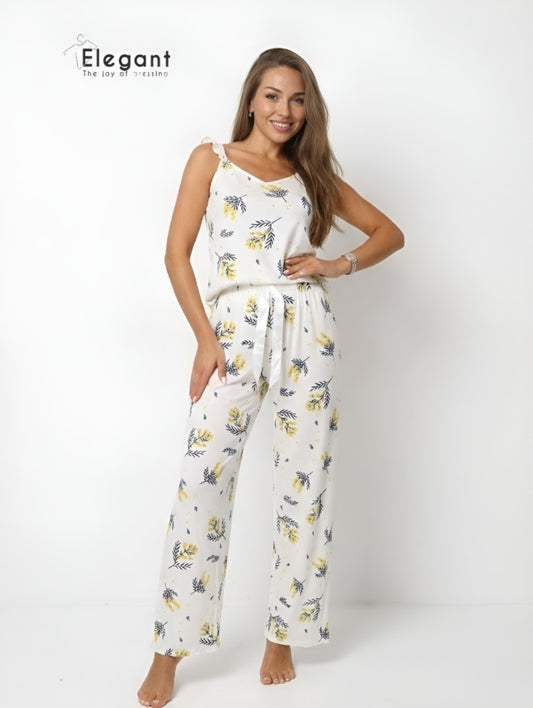 PJs Pants Cotton - Ruffled Straps - Morning Breeze