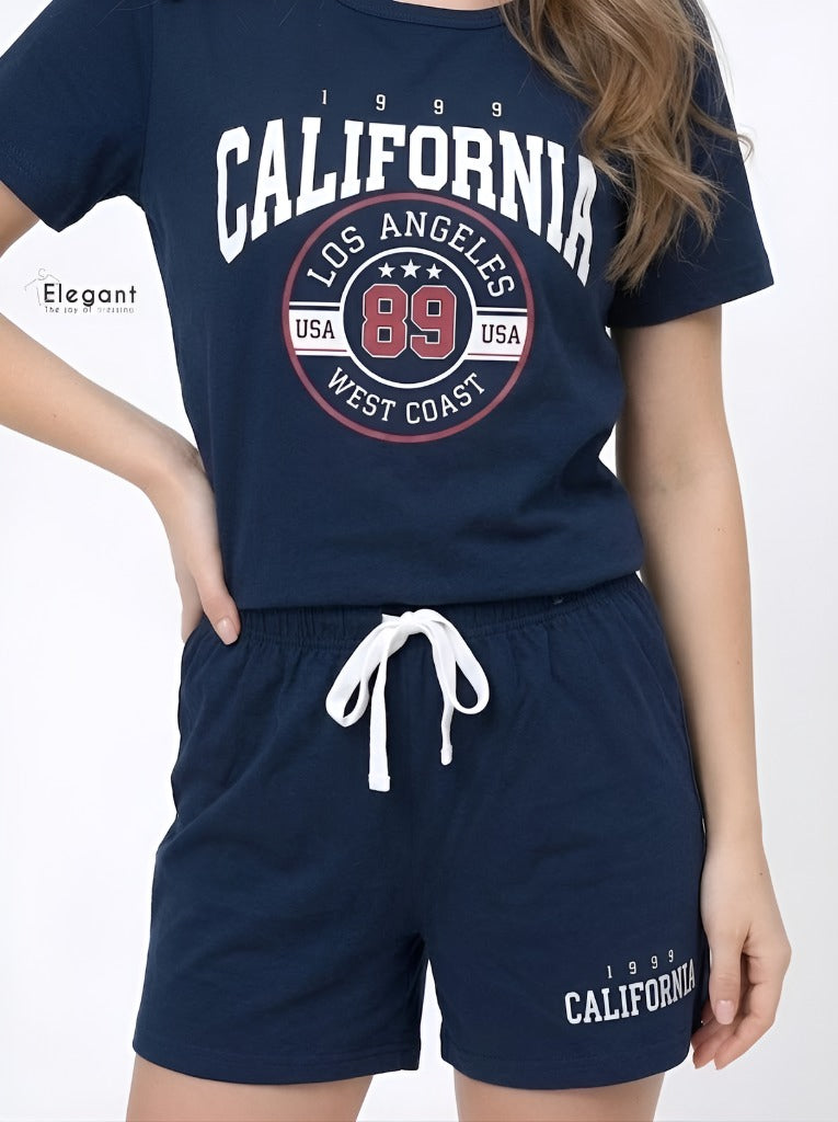 شورت بيجامة قطن كحلي، كاليفورنيا 89