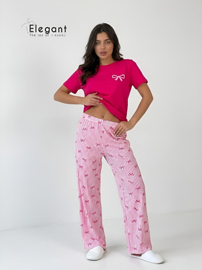 PJs Pants Cotton - My Fushia Bow