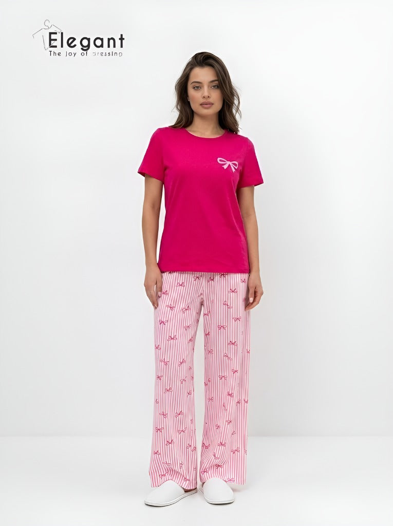 PJs Pants Cotton - My Fushia Bow