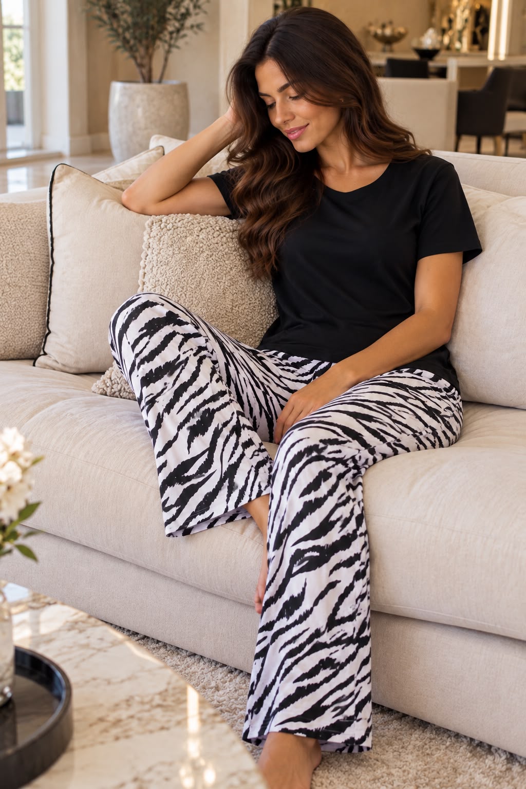 PJs Pants Cotton Basic - Black Zebra