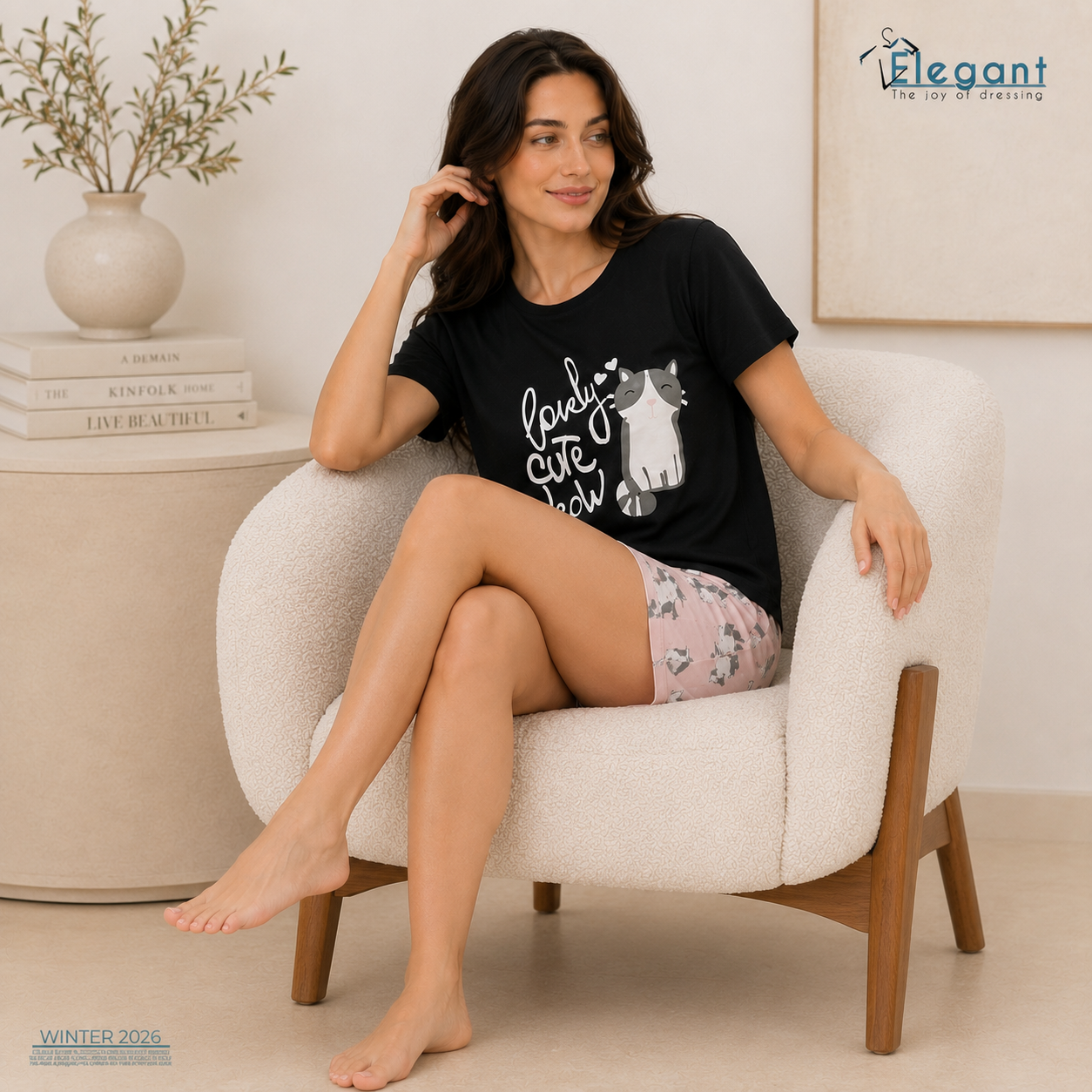 PJ short Cotton Black - Cat