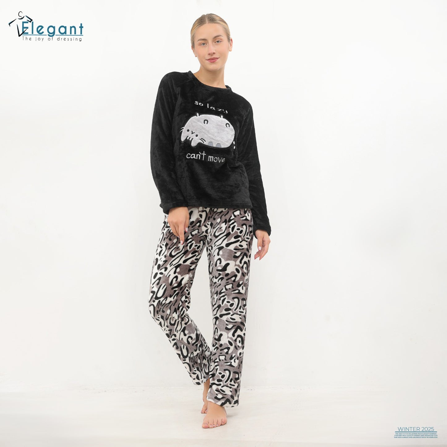 Polar PJ Black/grey printed pant - Lazy Cat