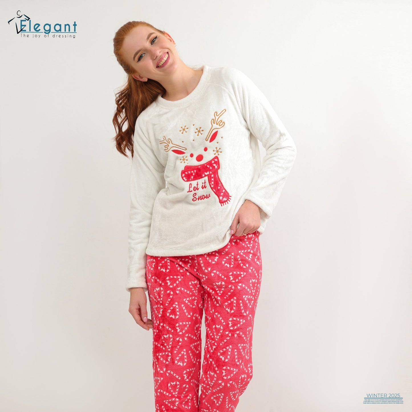 Polar PJ Offwhite/ Printed Red Candy - Let it Snow