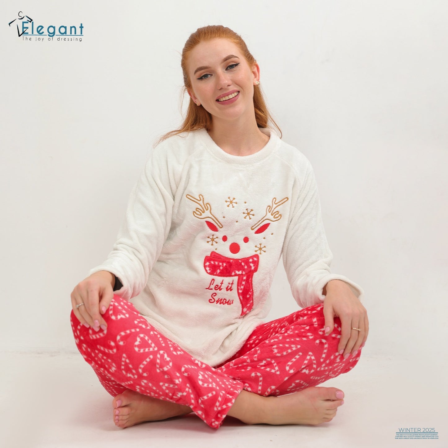 Polar PJ Offwhite/ Printed Red Candy - Let it Snow