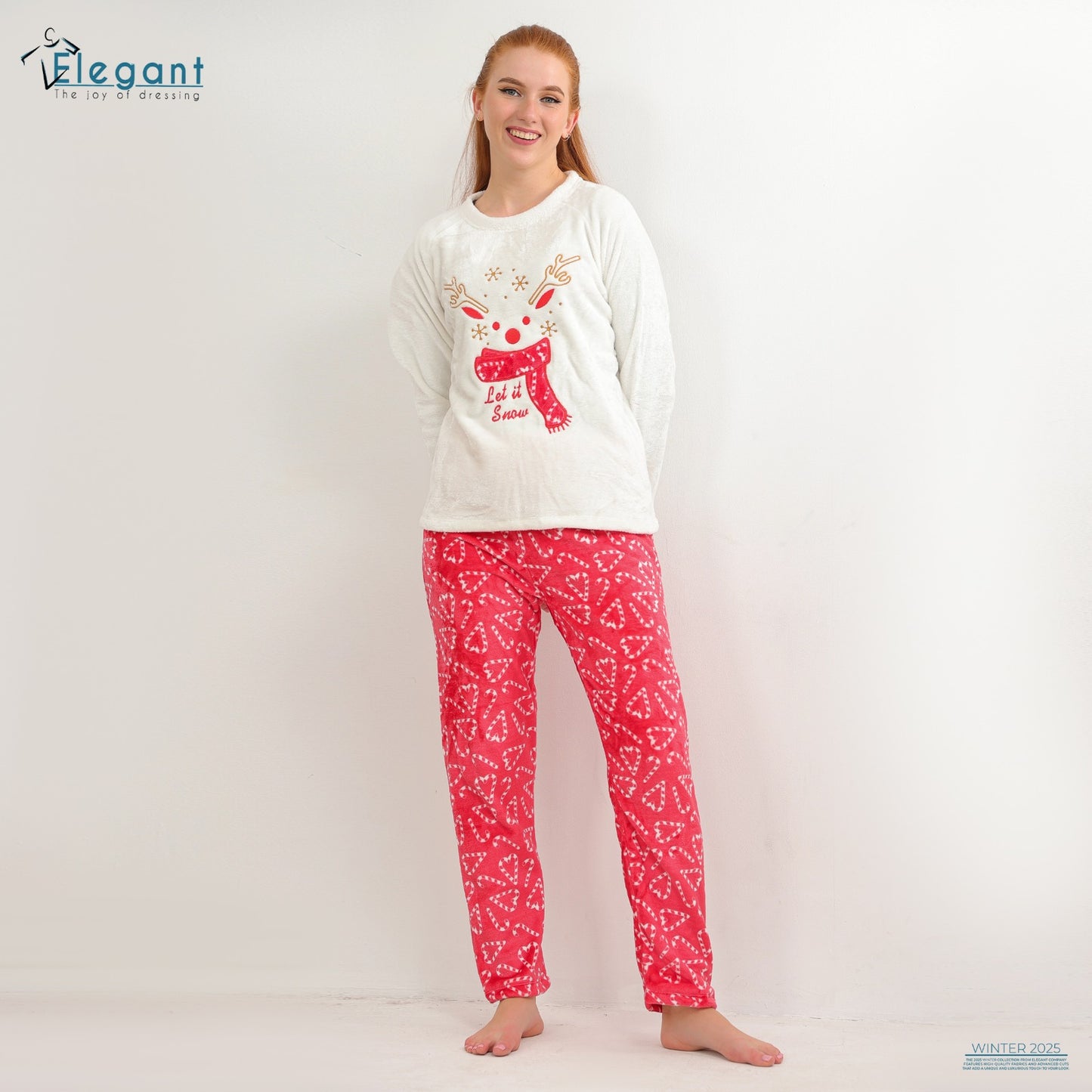 Polar PJ Offwhite/ Printed Red Candy - Let it Snow