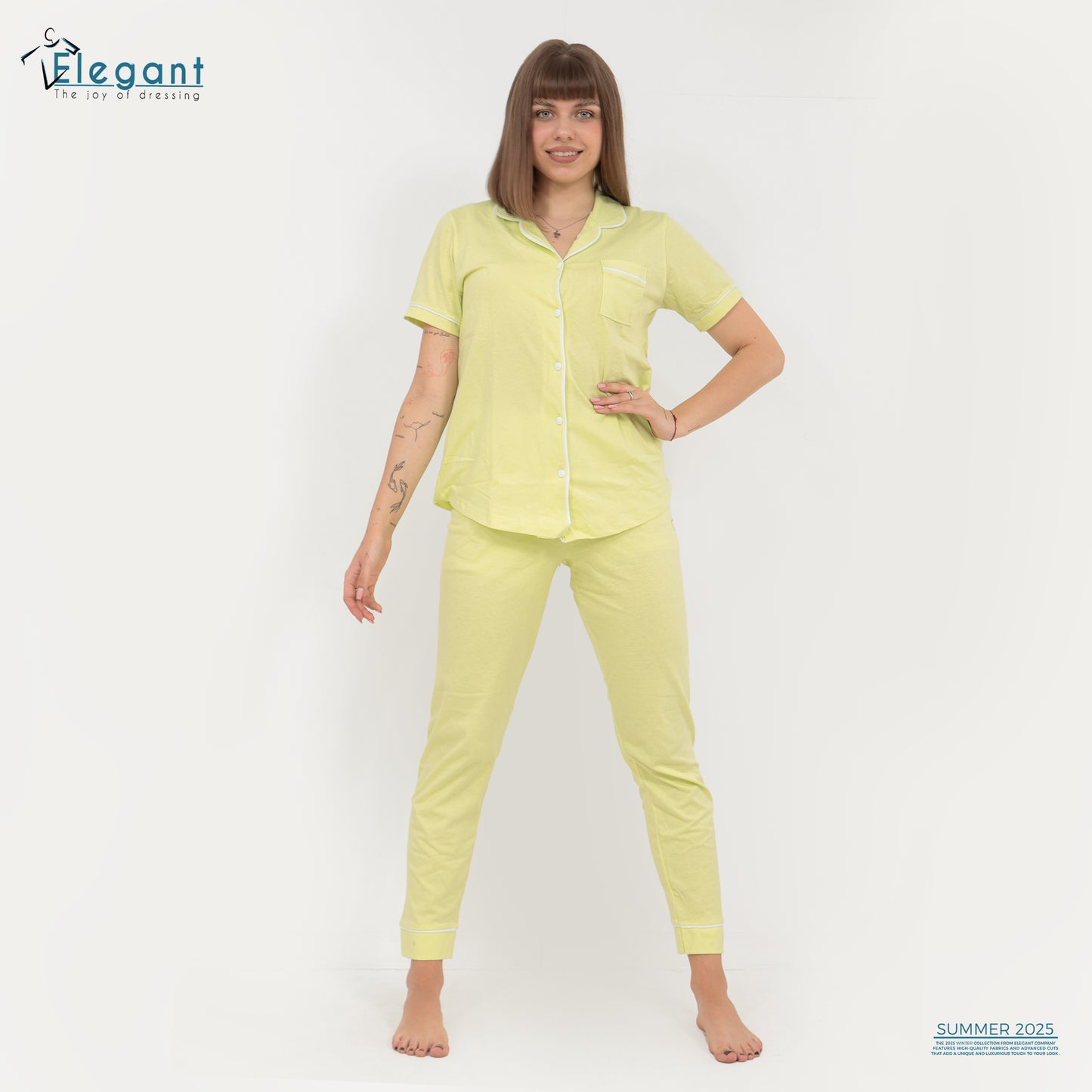 Classic PJ Pants Cotton - Plain Lime Yellow