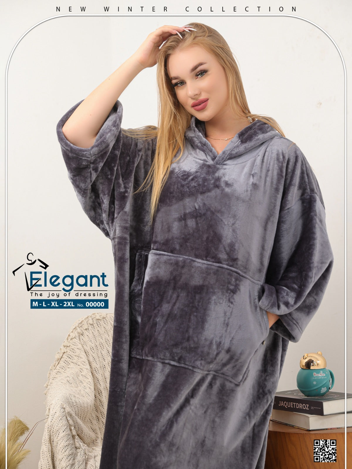 Blanket Hoodie Long Dark Grey