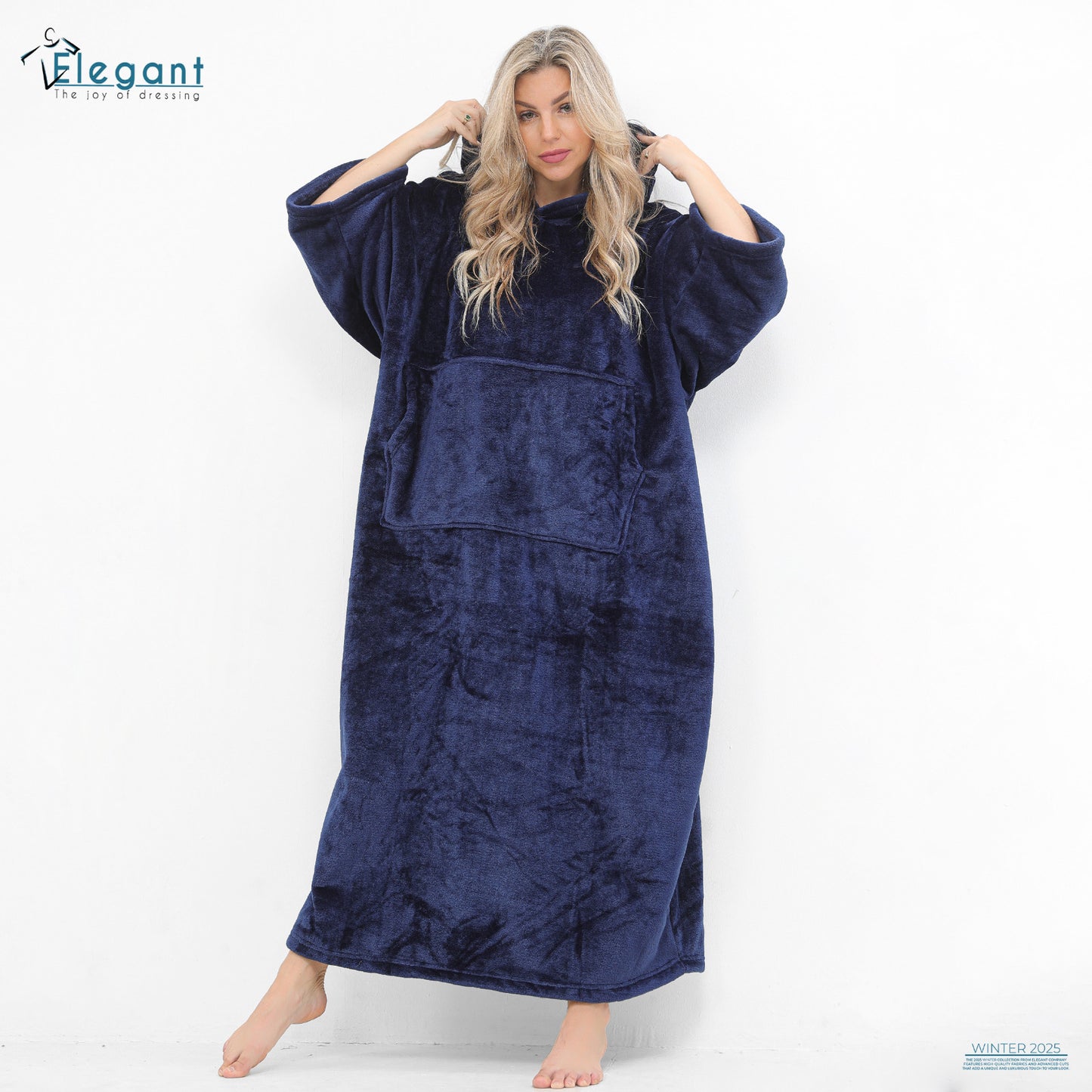 Blanket Hoodie Long Navy