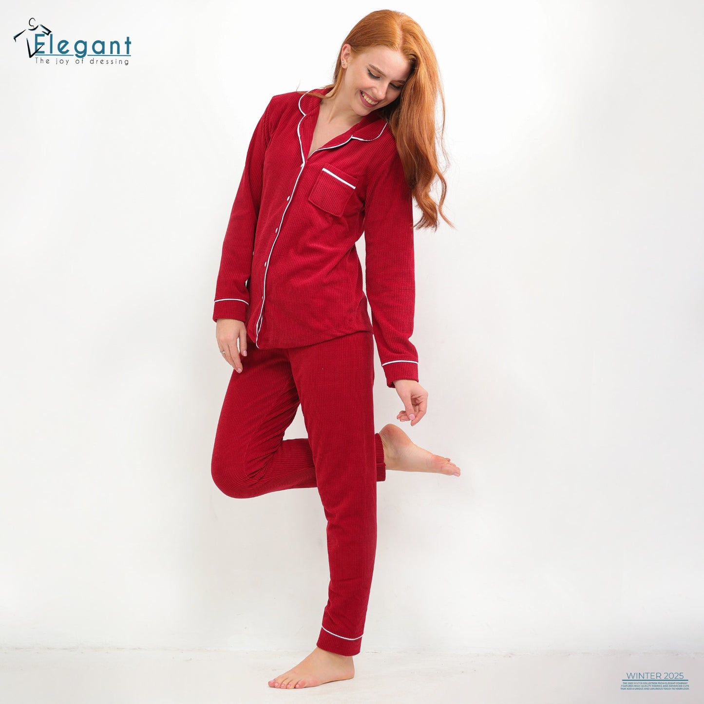 Ribbed Velvet Classic PJ - Maroon