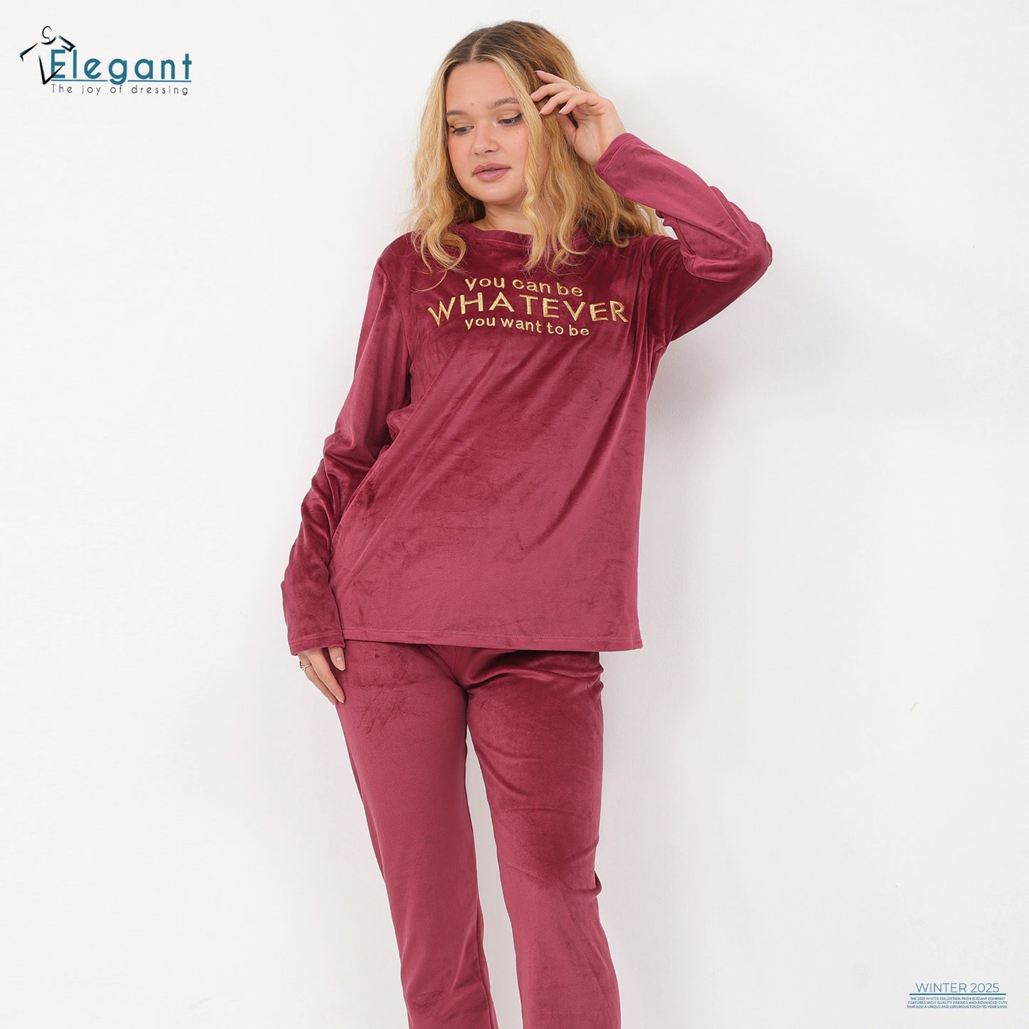 Velvet Embroidery PJ Maroon- You can