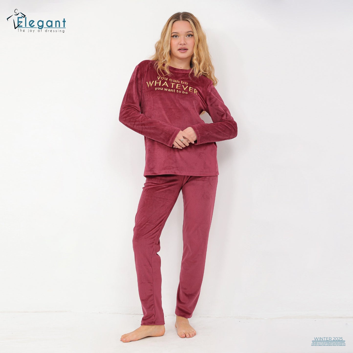 Velvet Embroidery PJ Maroon- You can