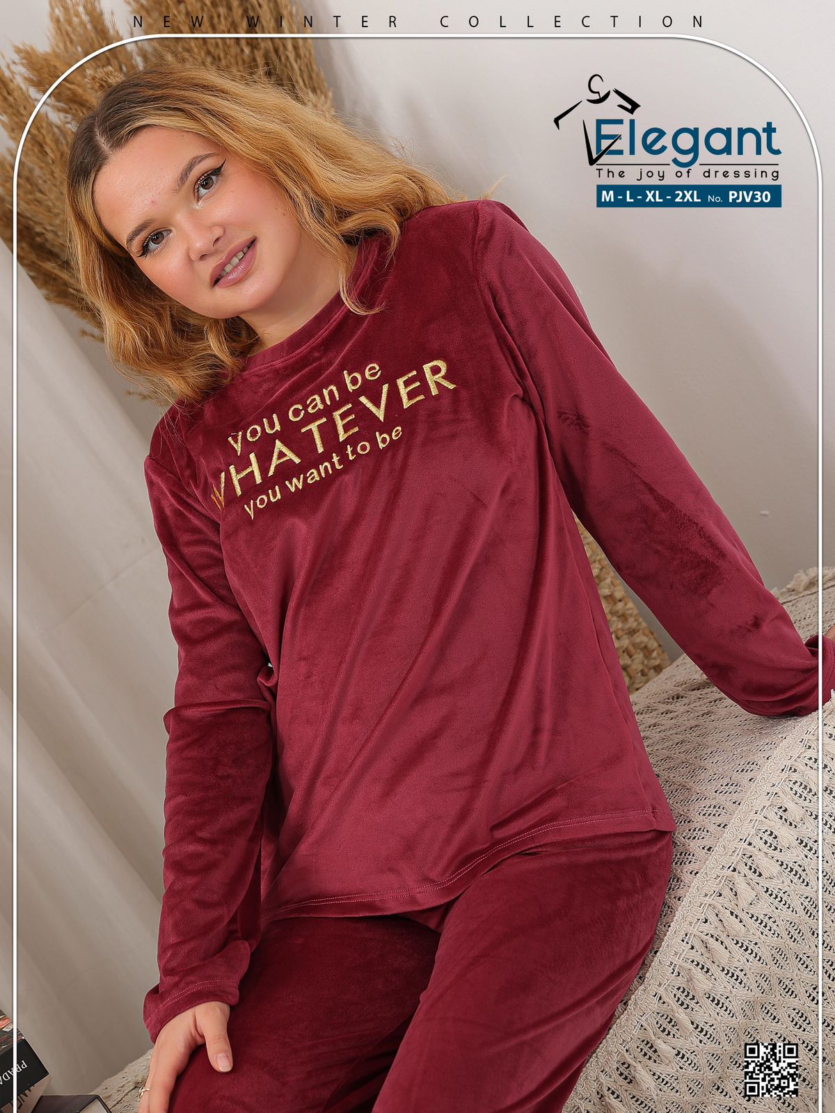 Velvet Embroidery PJ Maroon- You can