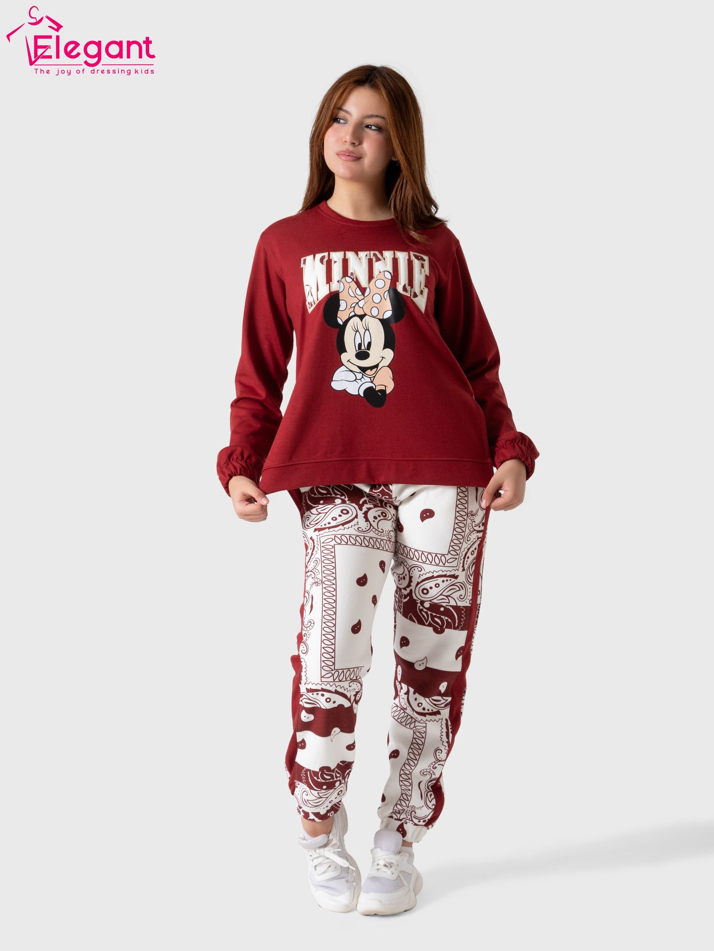 Teens Girls Melton set - Minnie Maroon