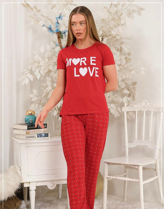 PJ Pants Polycotton Red- More Love