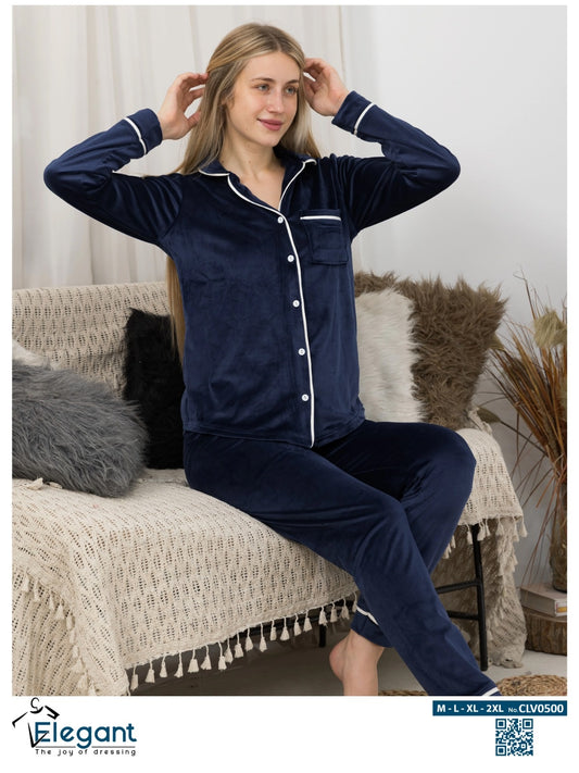 Velvet Classic Pyjama - Navy