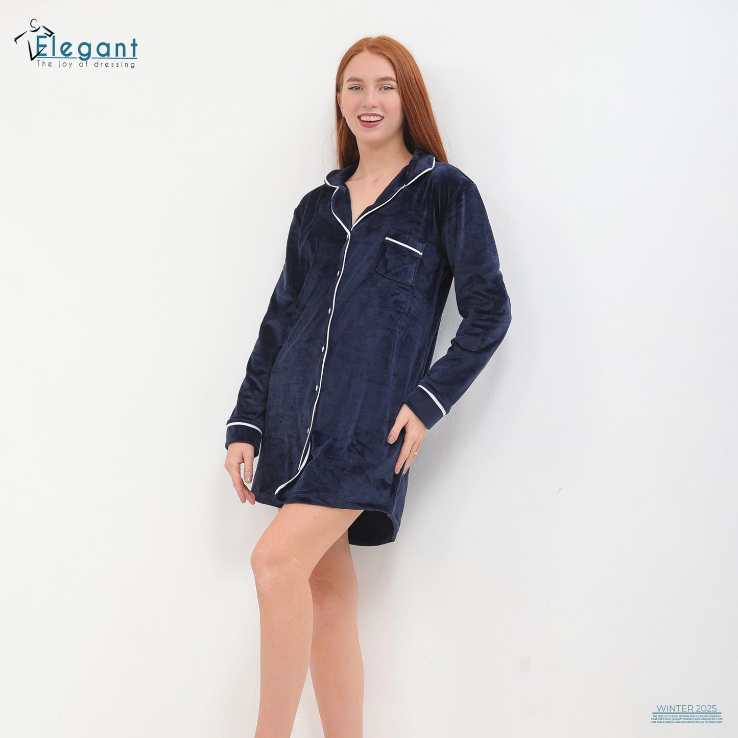 Velvet Classic Nightshirt - Navy