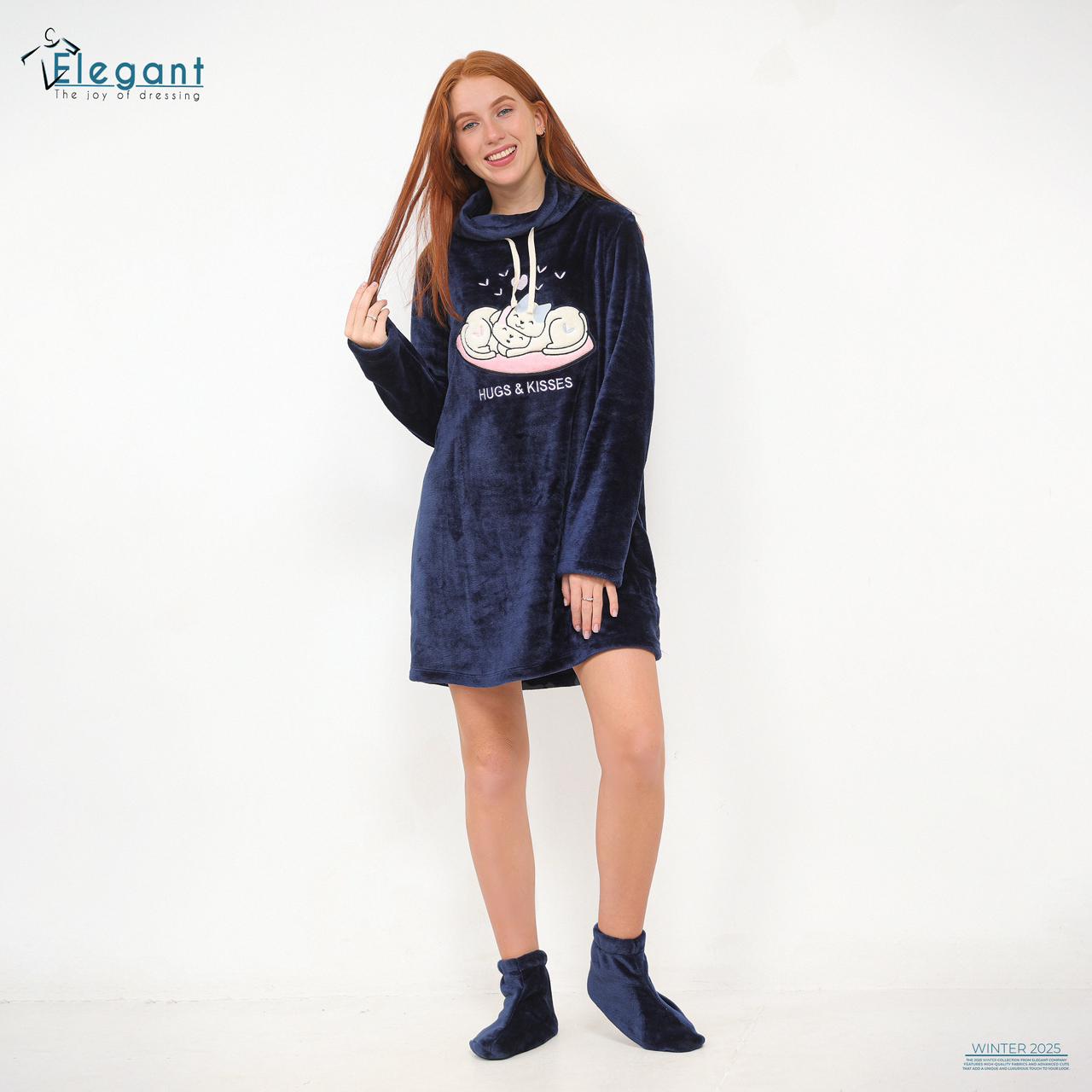 Nightshirt with Footwear Navy - Hugs & Kisses