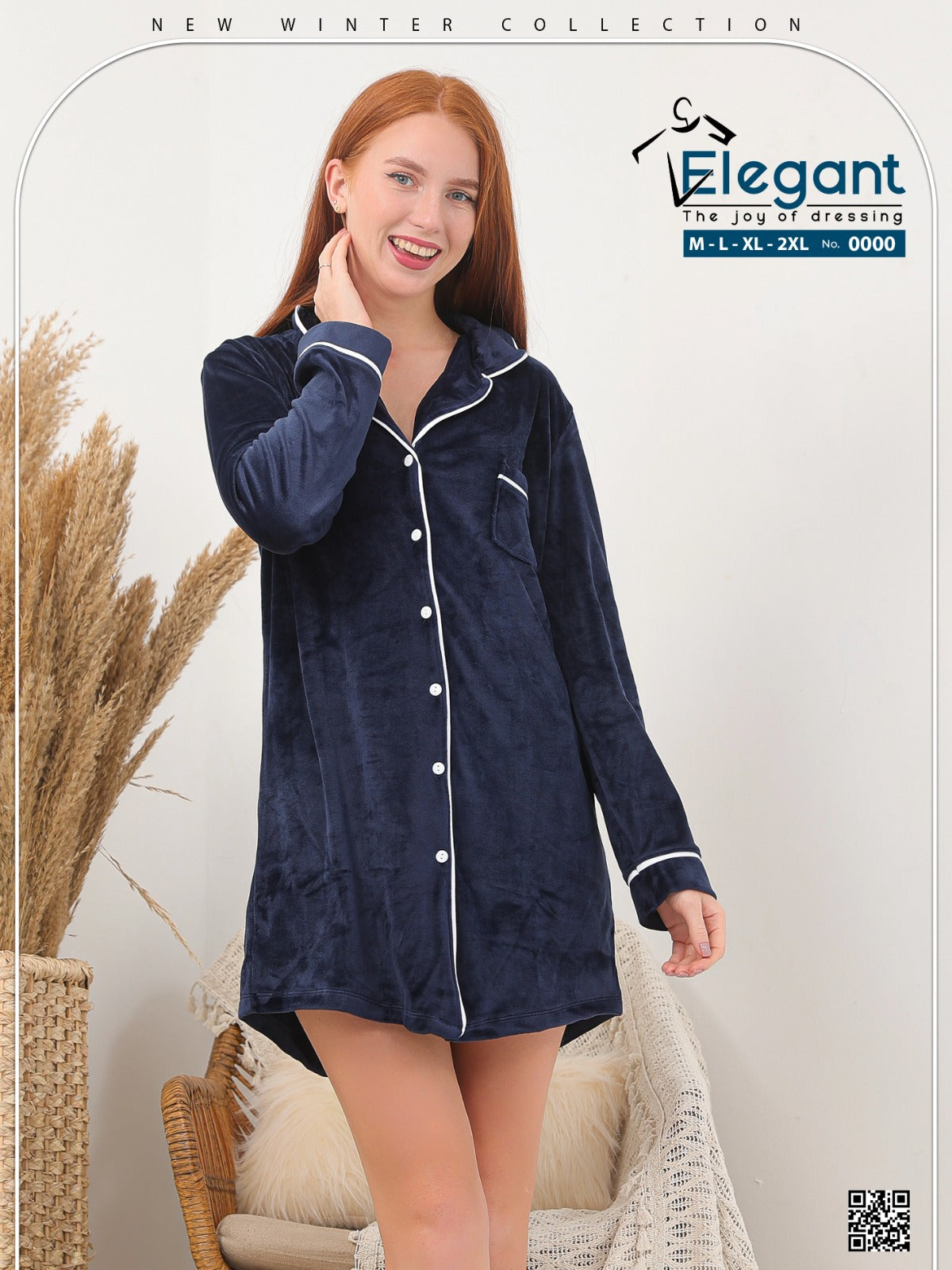 Velvet Classic Nightshirt - Navy