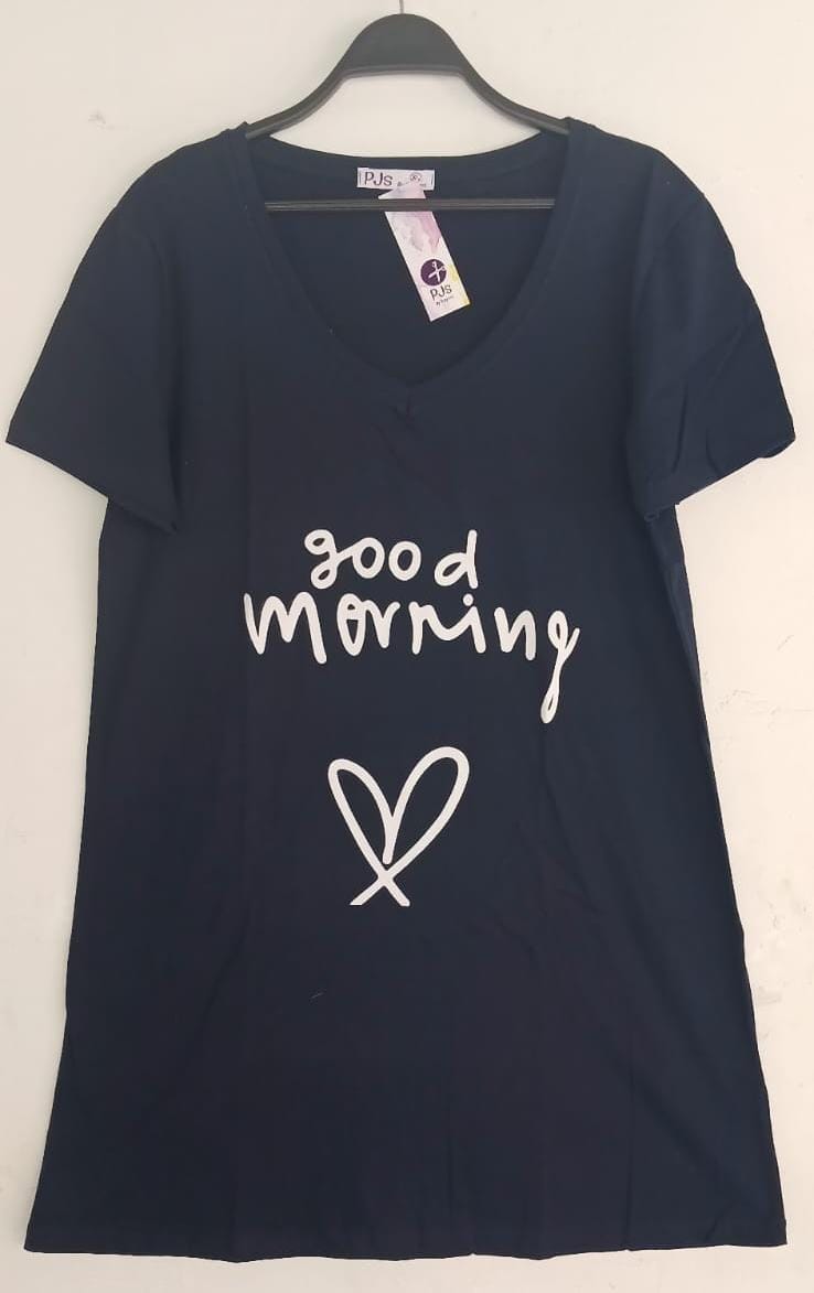 Nightshirt cotton Navy - good morning