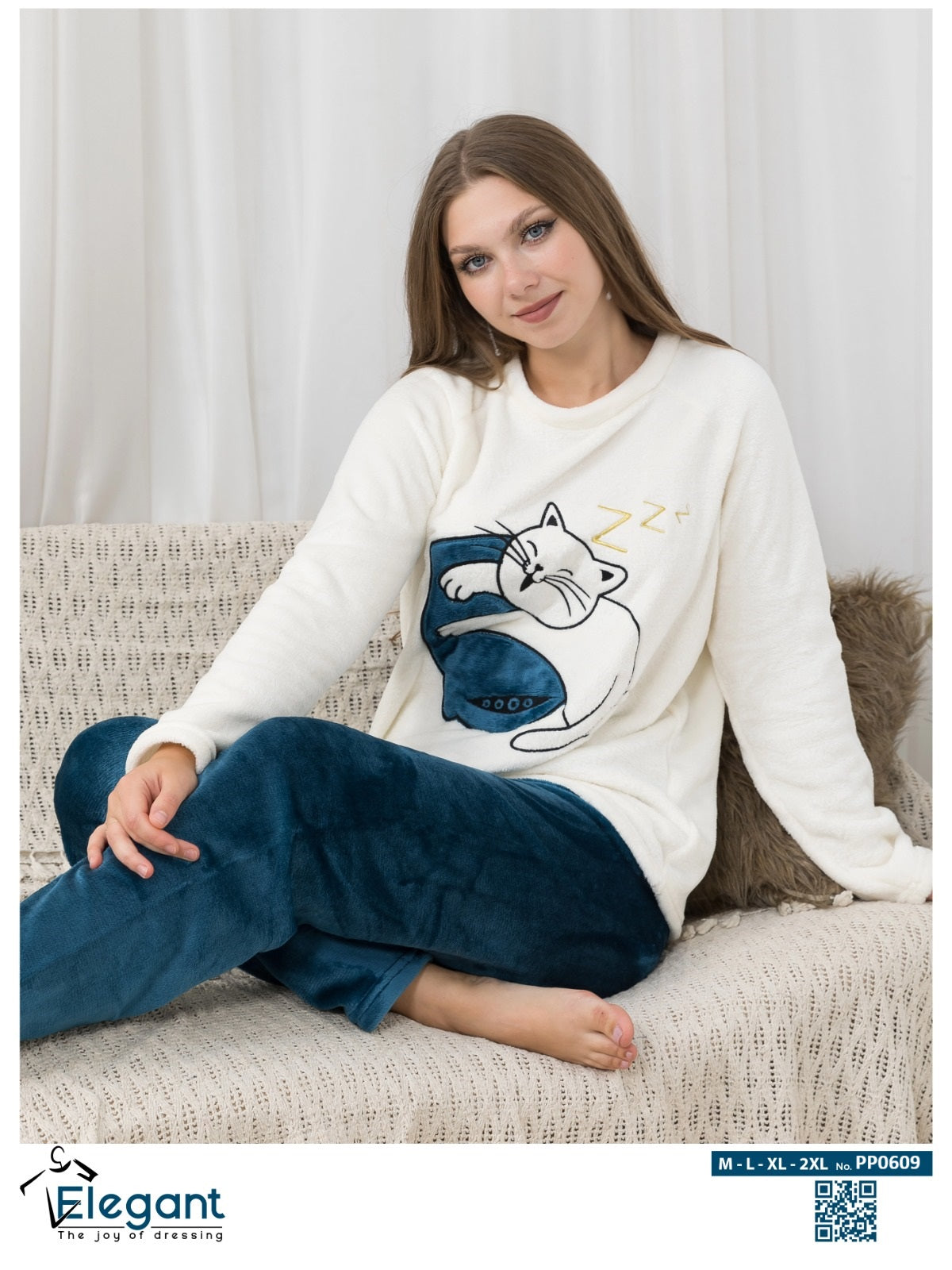 Polar PJ Offwhite/indigo - Sleeping Cat
