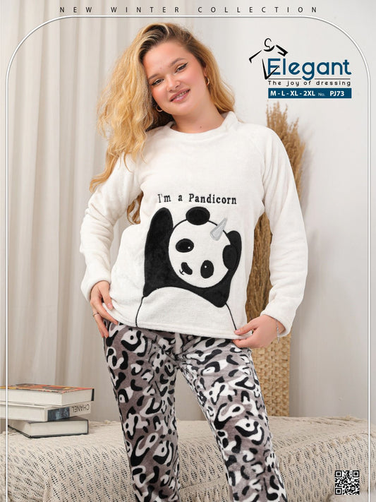 Polar PJ Ecru / Printed Grey Pant - Pandicorn Panda