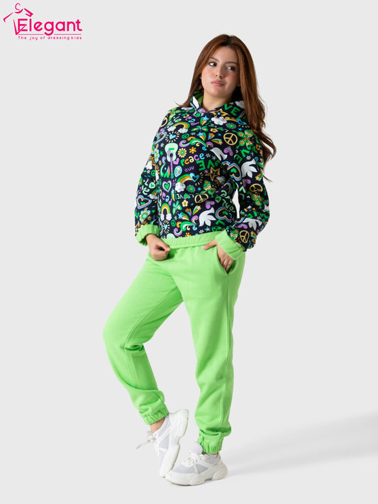 Teens Girls Melton set - Peace Green