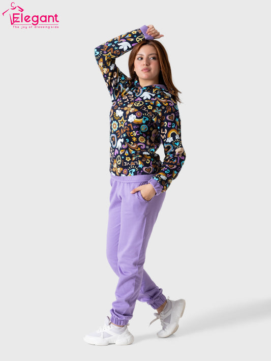 Teens Girls Melton set - Peace Purple