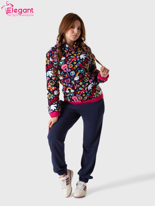 Teens Girls Melton set - Peace Navy