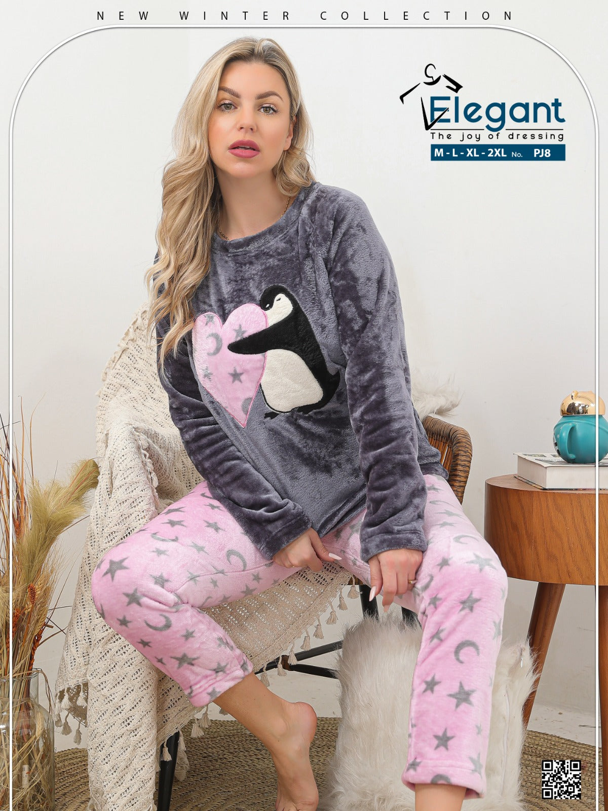 Polar PJ GREY/Rose printed pant - Penguin hug