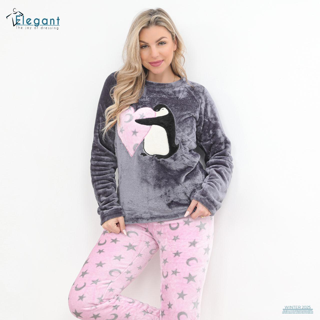 Polar PJ GREY/Rose printed pant - Penguin hug