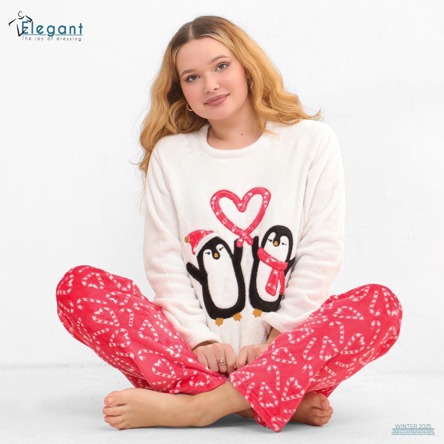 Polar PJ Offwhite/ Printed Red Candy - Penguin Couple