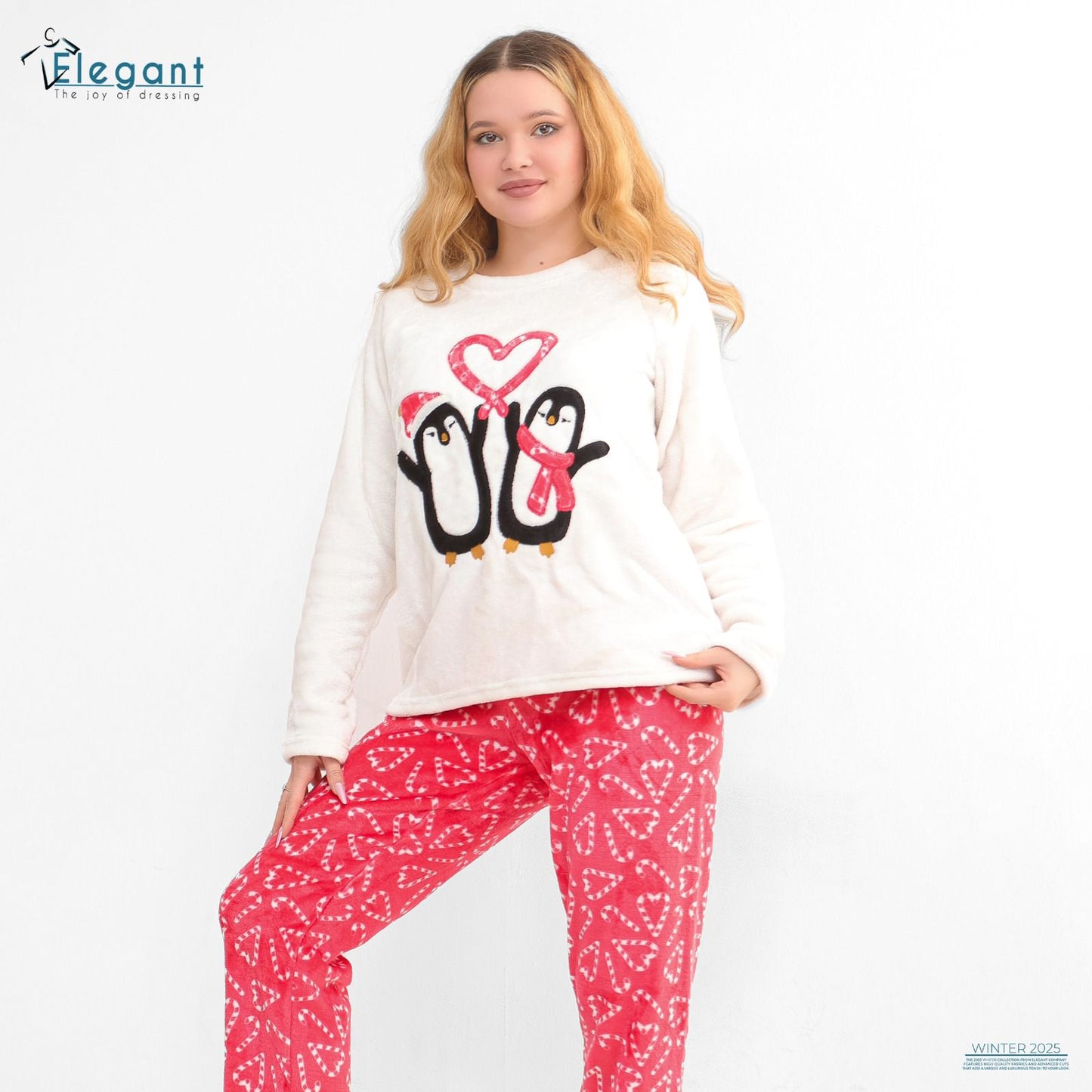 Polar PJ Offwhite/ Printed Red Candy - Penguin Couple